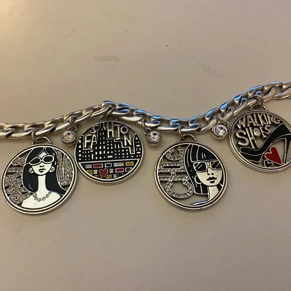 BRIGHTON Silver Charm Bracelet “Walking Shoes” with 4 large charms - Picture 1 of 3